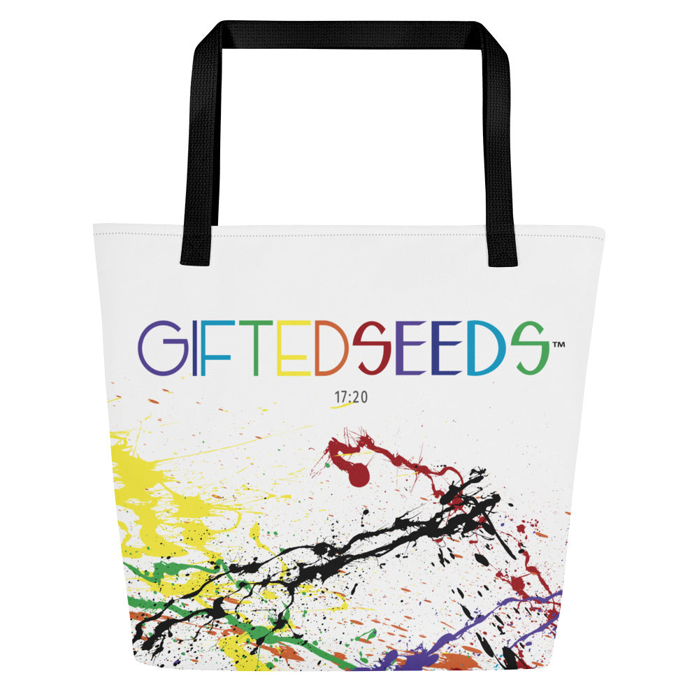 RNBW Splatter All-Over Print Beach Tote Bag