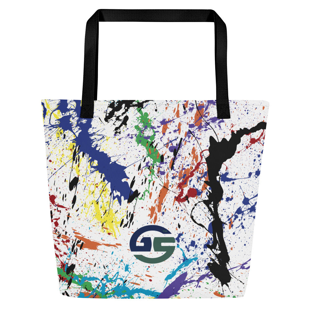 RNBW Splatter All-Over Print Beach Tote Bag