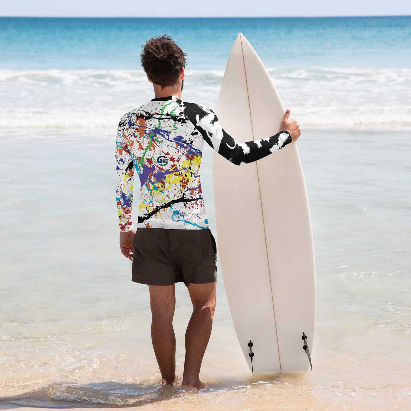 RNBW Splatter & BLK Acid Men's Rash Guard