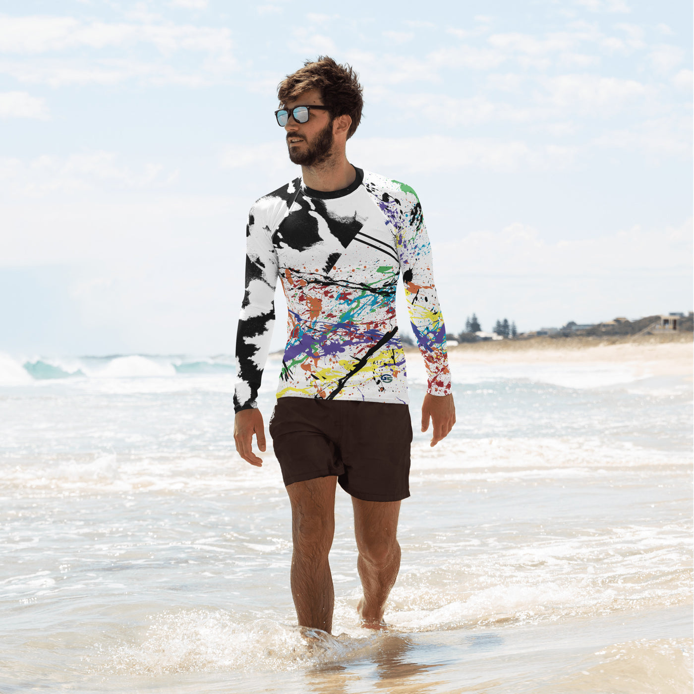 RNBW Splatter & BLK Acid Men's Rash Guard