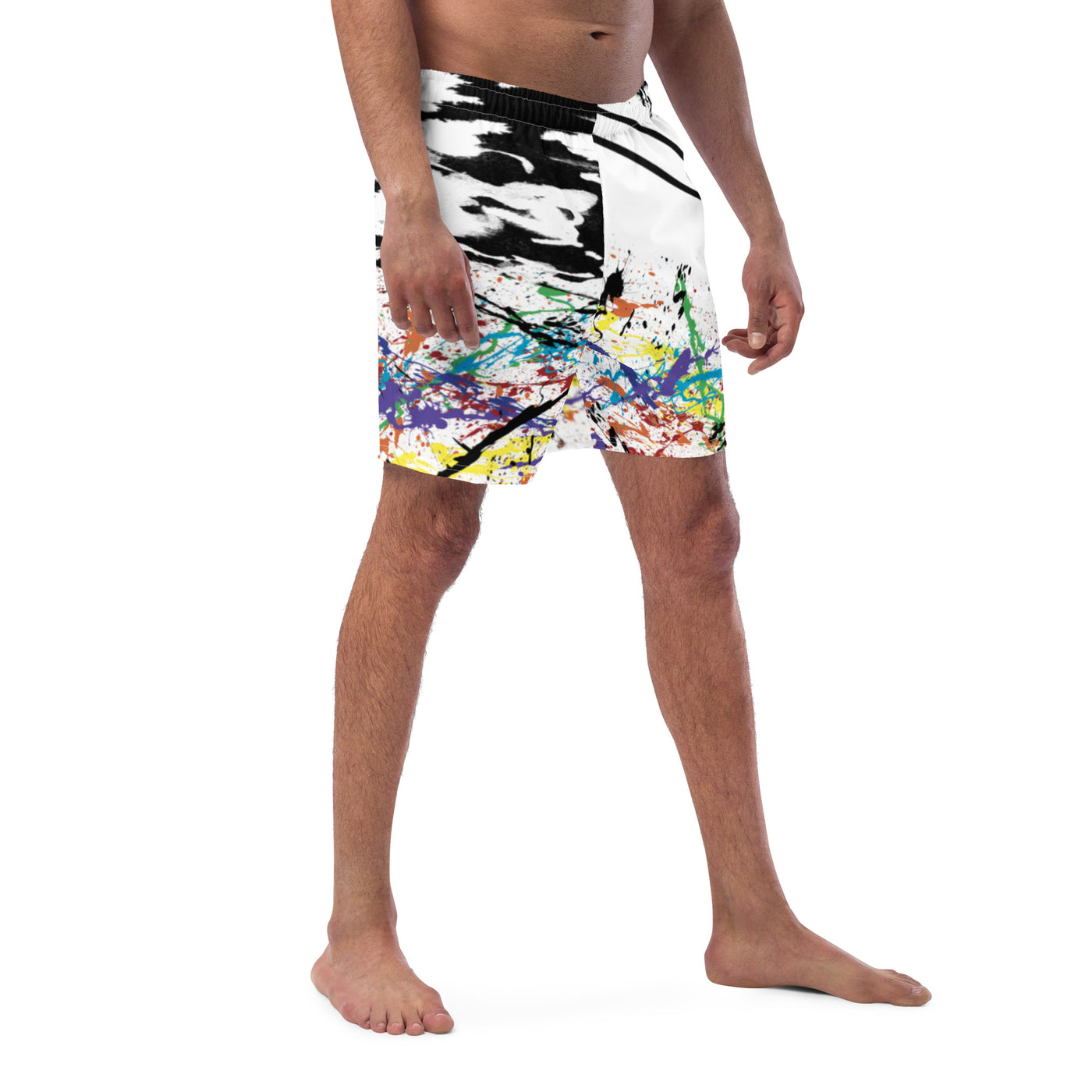 RNBW Splatter & BLK Acid Men's Swim Trunks