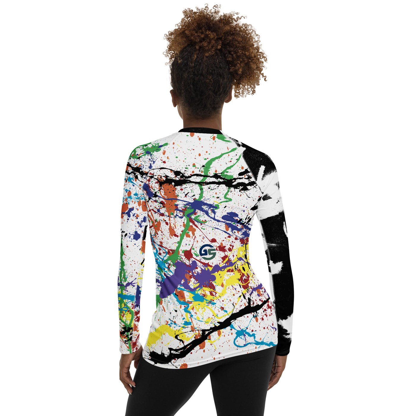 RNBW Splatter & BLK Acid Women's Rash Guard