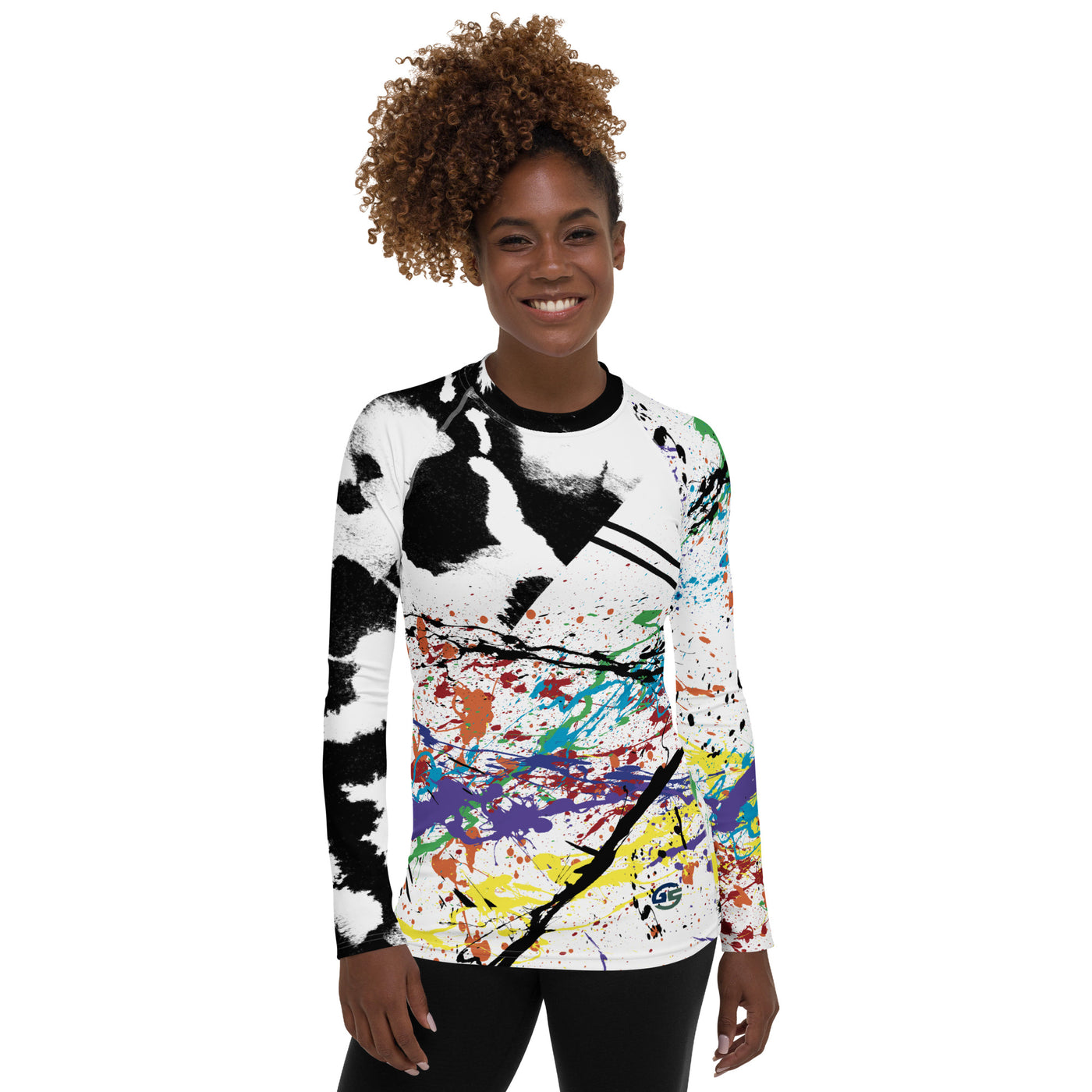 RNBW Splatter & BLK Acid Women's Rash Guard