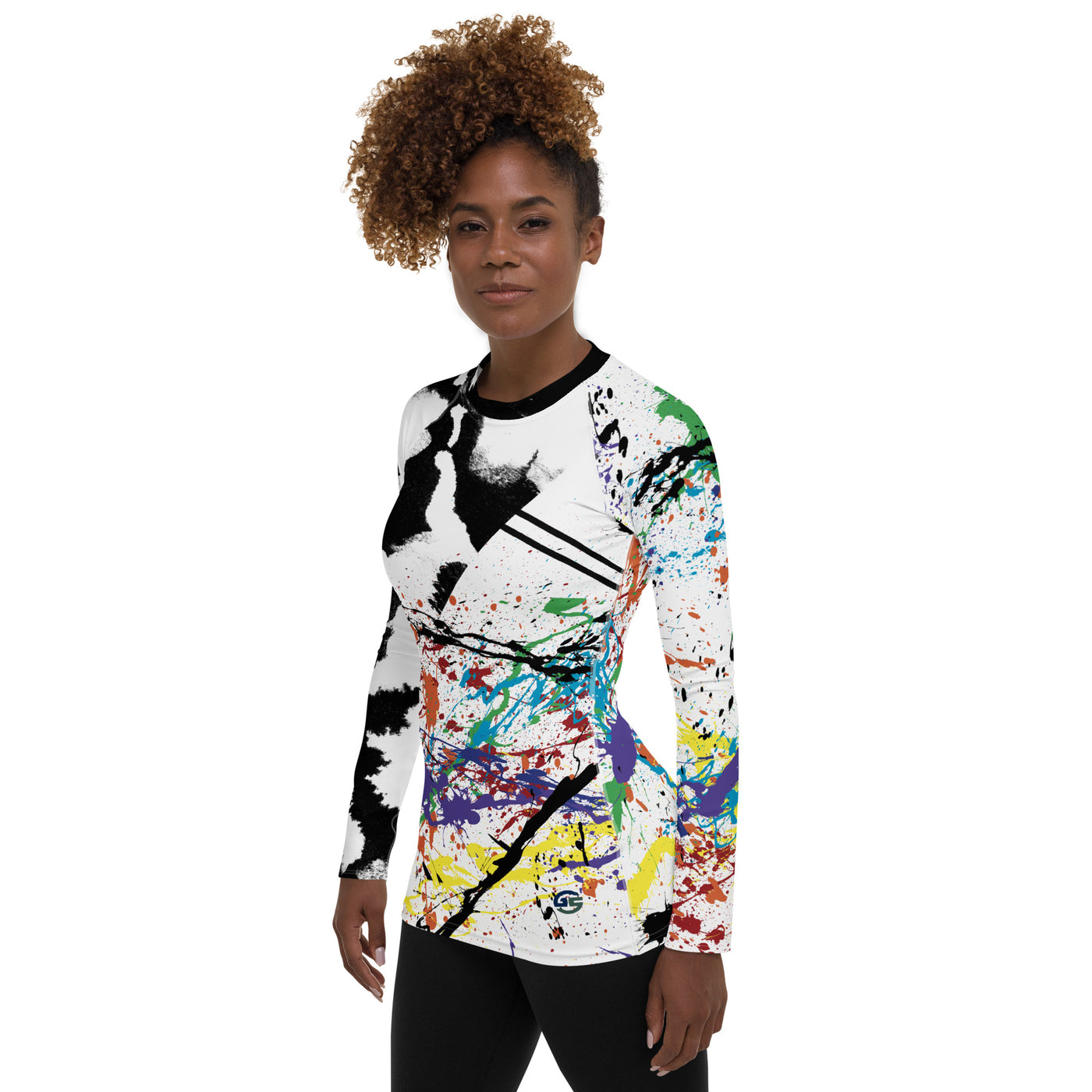 RNBW Splatter & BLK Acid Women's Rash Guard