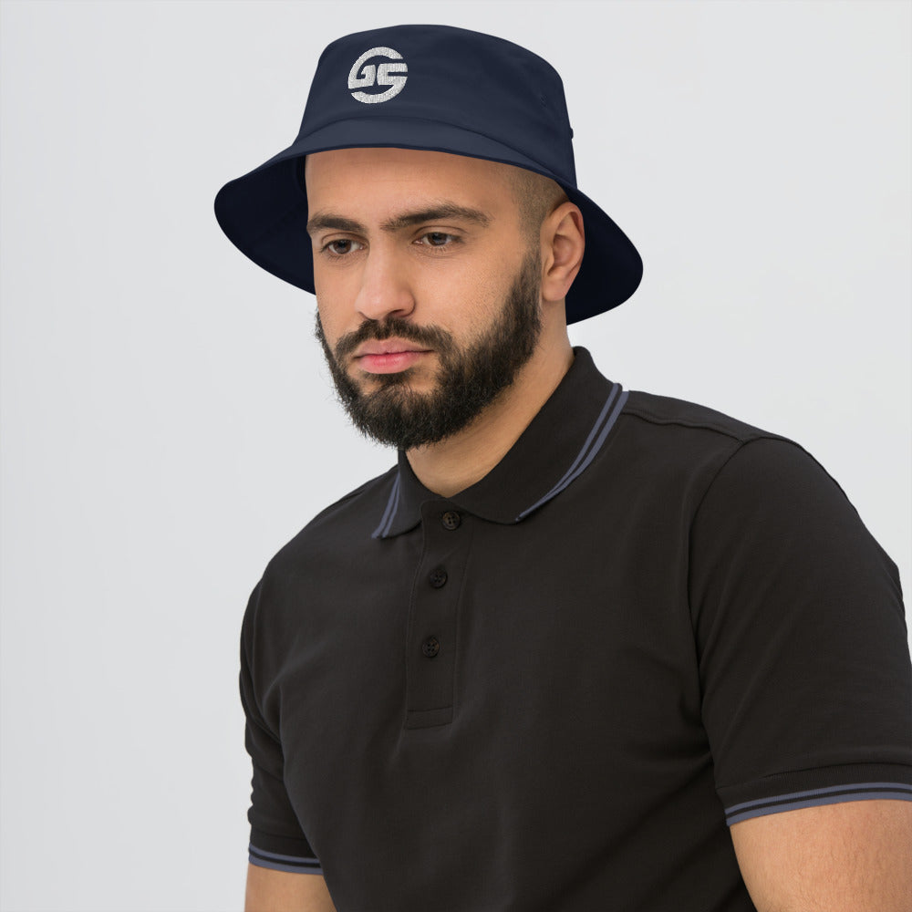 GS Branded Un-basic WHT EMB Old School Bucket Hat