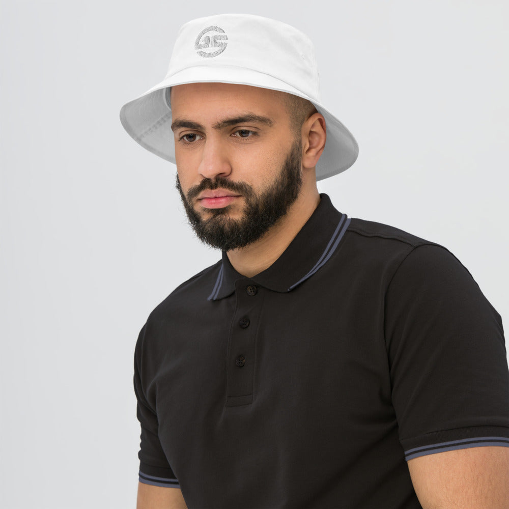 GS Branded Un-basic WHT EMB Old School Bucket Hat