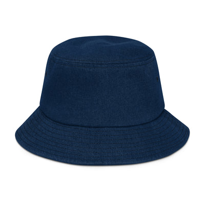 GS Branded Un-Basic WHT/GRY EMB Denim Bucket Hat