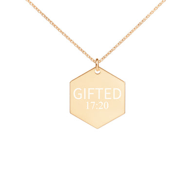 GIFTED 17:20 Engraved Silver Hexagon Necklace