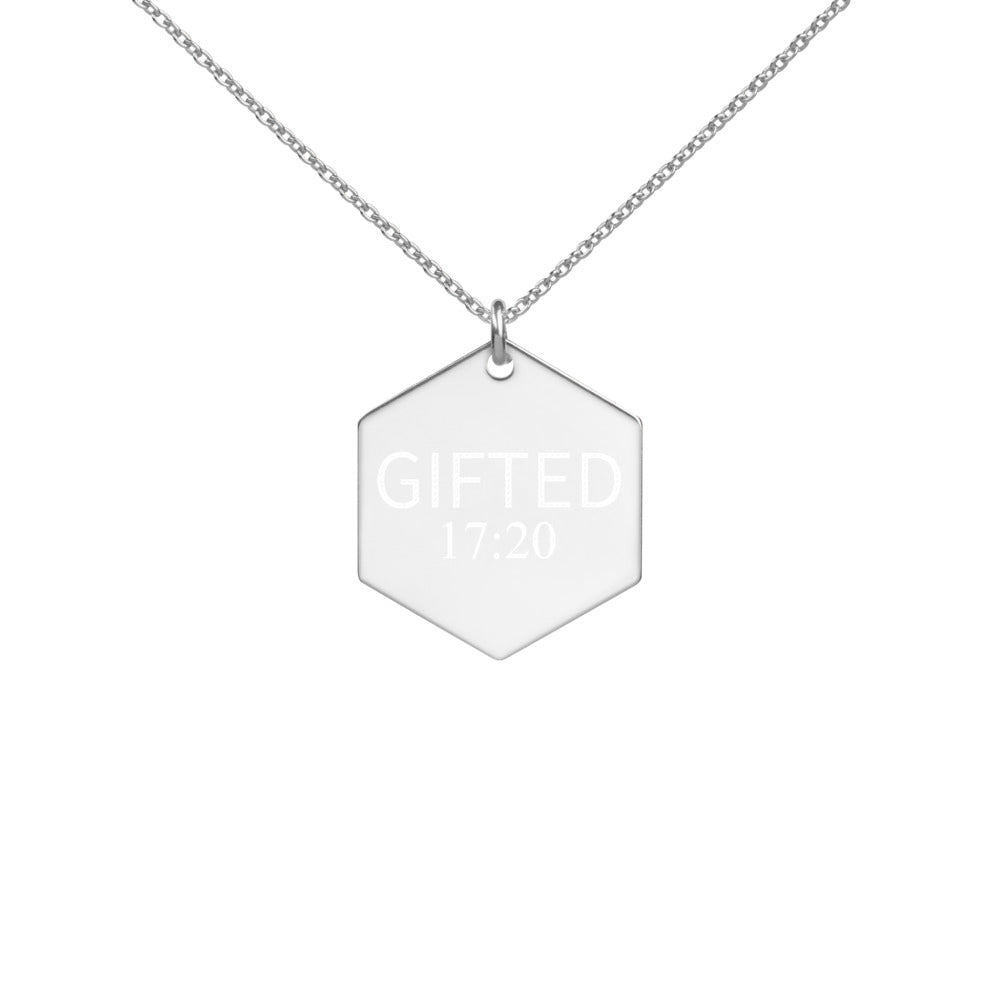 GIFTED 17:20 Engraved Silver Hexagon Necklace