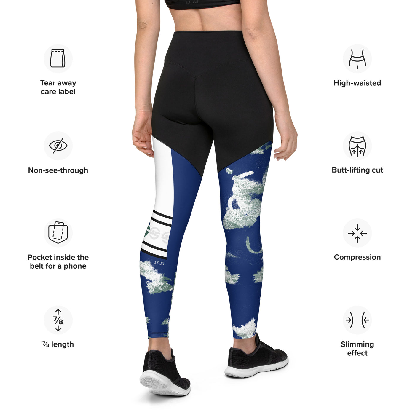 GS BLU/GRN Compression Sports Leggings