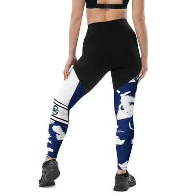 GS BLU Acid Compression Sports Leggings