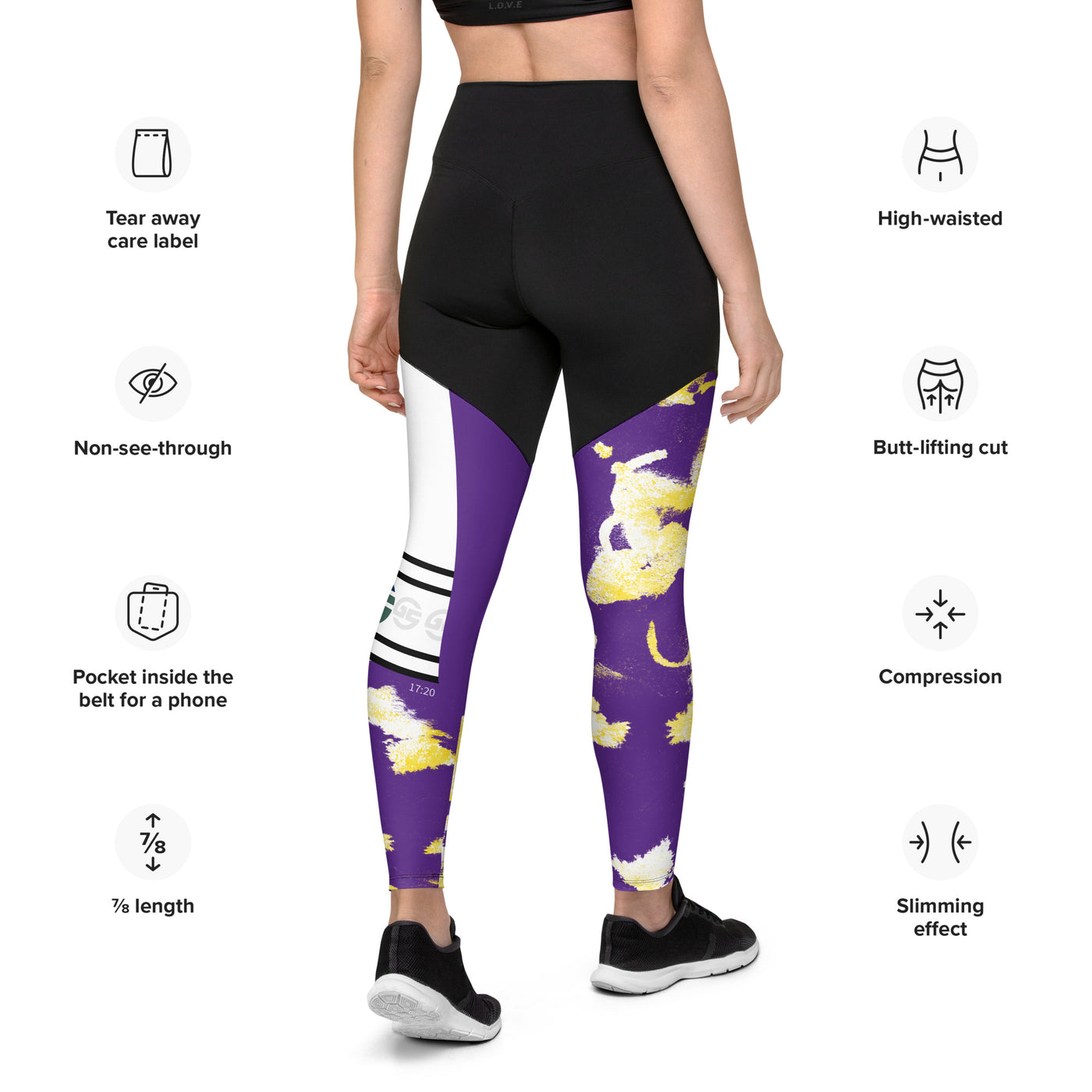 GS PUR/GLD Acid Compression Sports Leggings