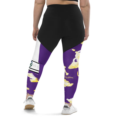 GS PUR/GLD Acid Compression Sports Leggings