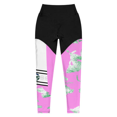 GS PNK/GRN Acid Compression Sports Leggings