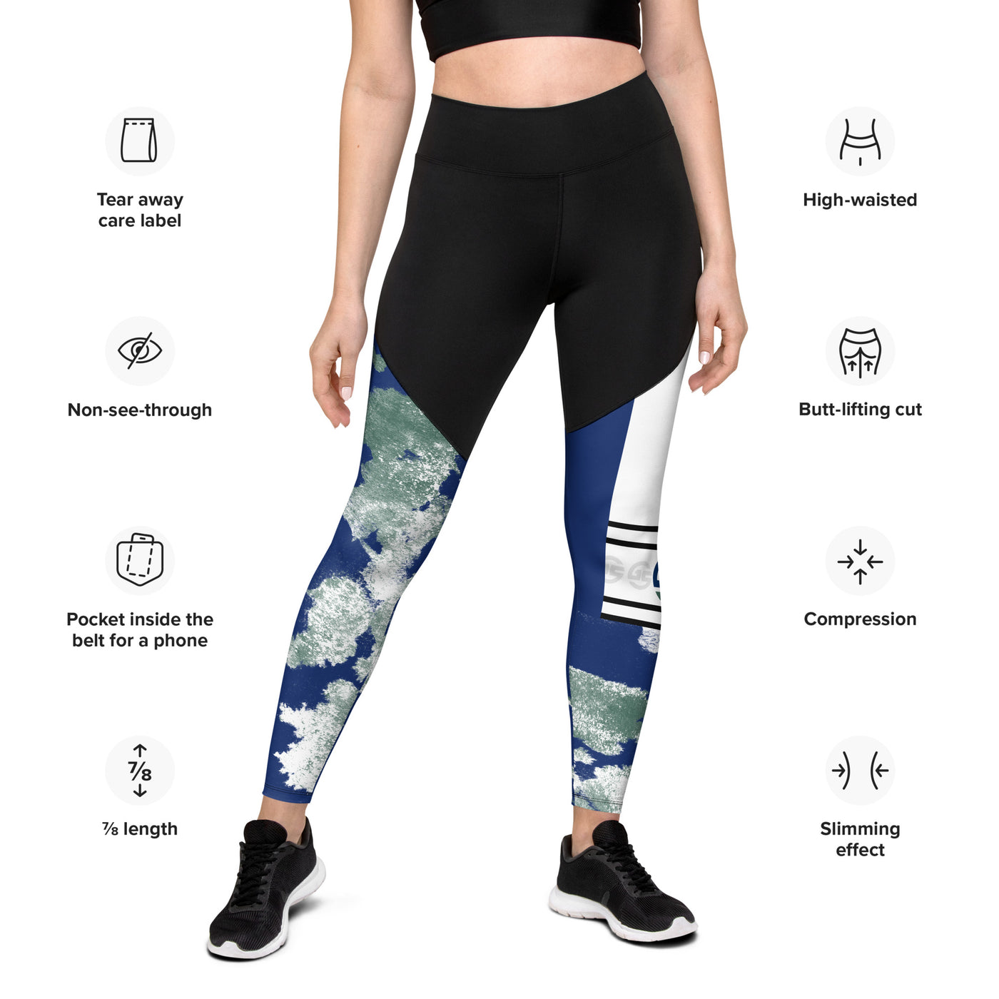 GS BLU/GRN Compression Sports Leggings