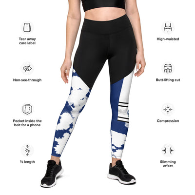 GS BLU Acid Compression Sports Leggings