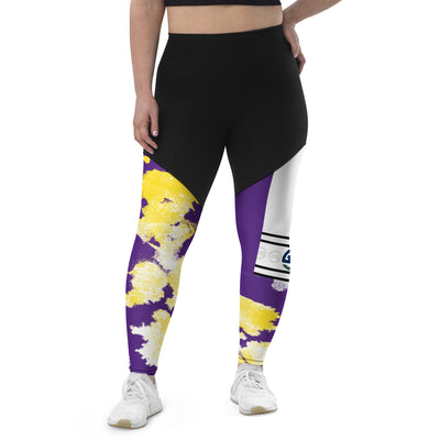 GS PUR/GLD Acid Compression Sports Leggings