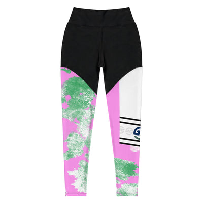 GS PNK/GRN Acid Compression Sports Leggings