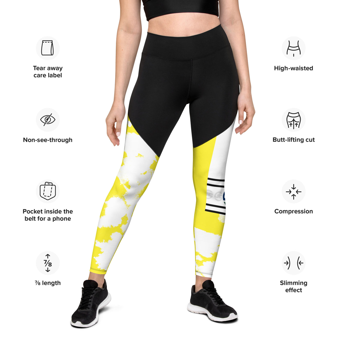 GS YEL Acid Compression Sports Leggings