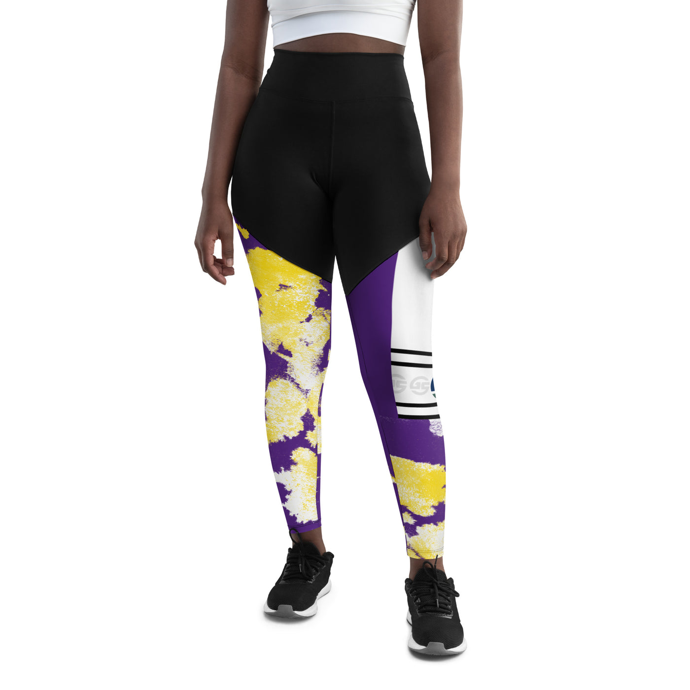 GS PUR/GLD Acid Compression Sports Leggings