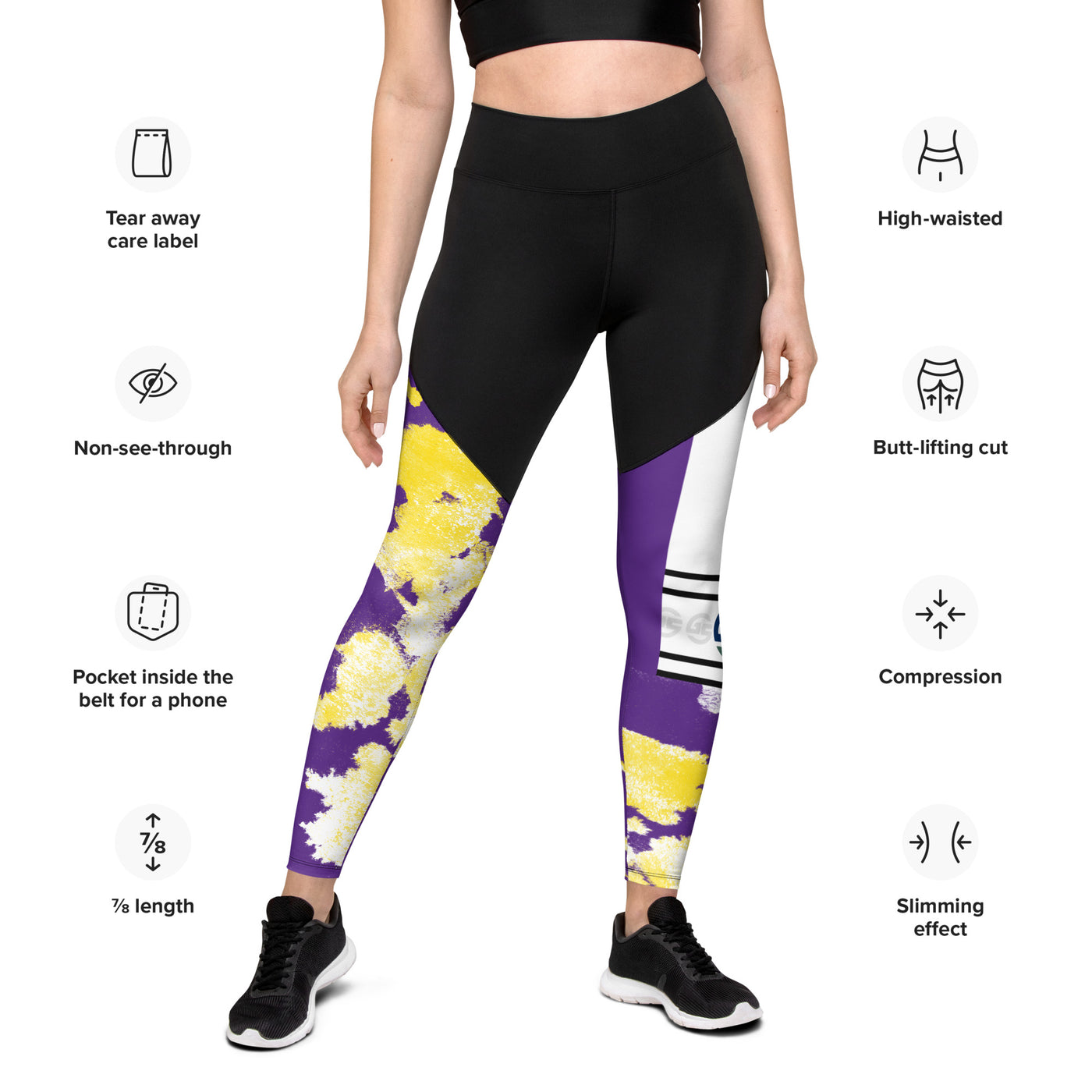 GS PUR/GLD Acid Compression Sports Leggings