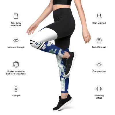 GS BLU/GRN Compression Sports Leggings