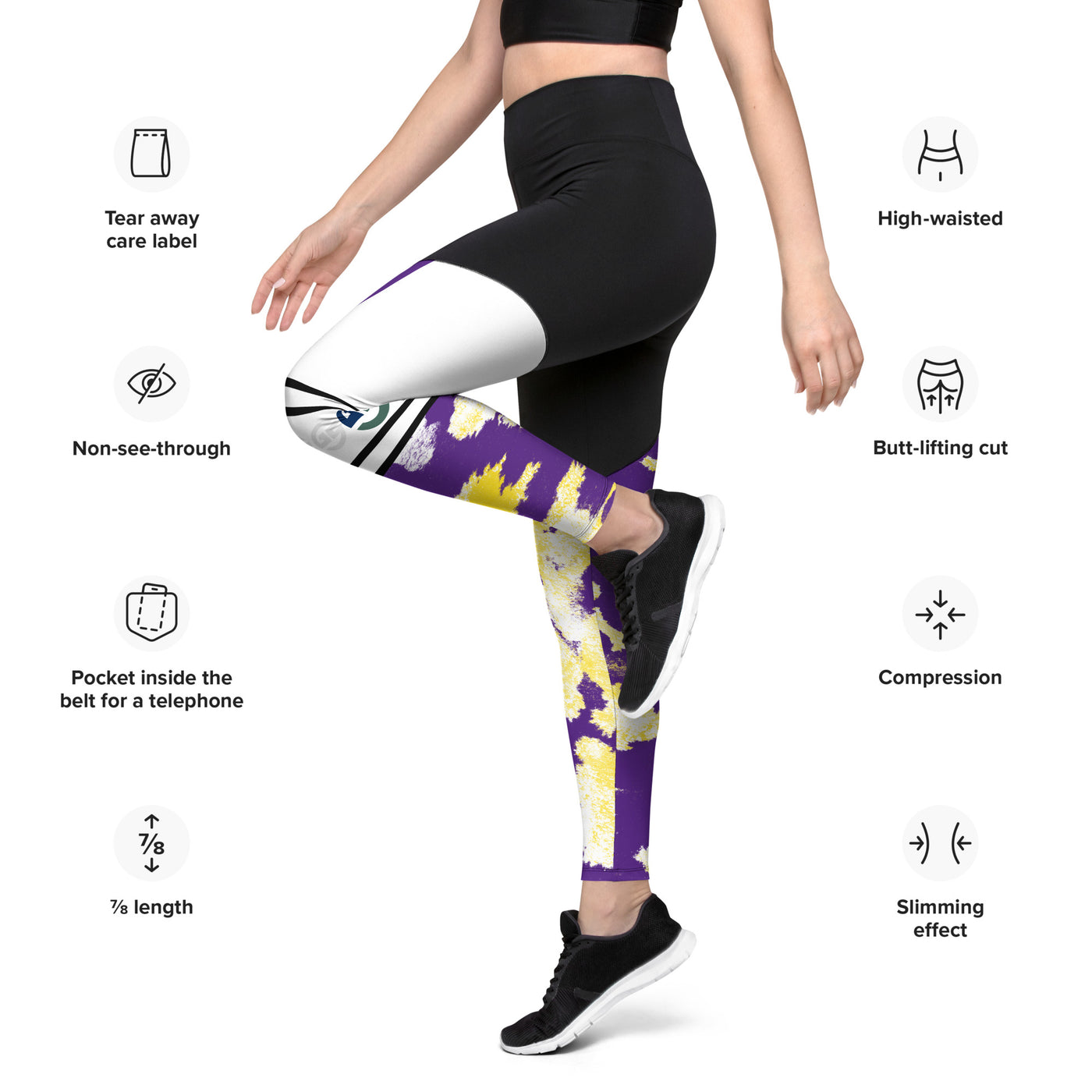 GS PUR/GLD Acid Compression Sports Leggings