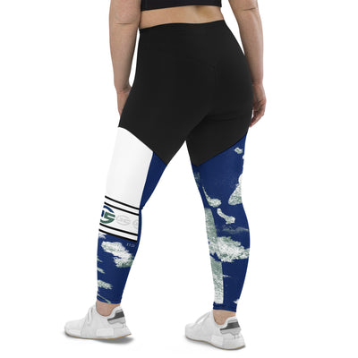 GS BLU/GRN Compression Sports Leggings