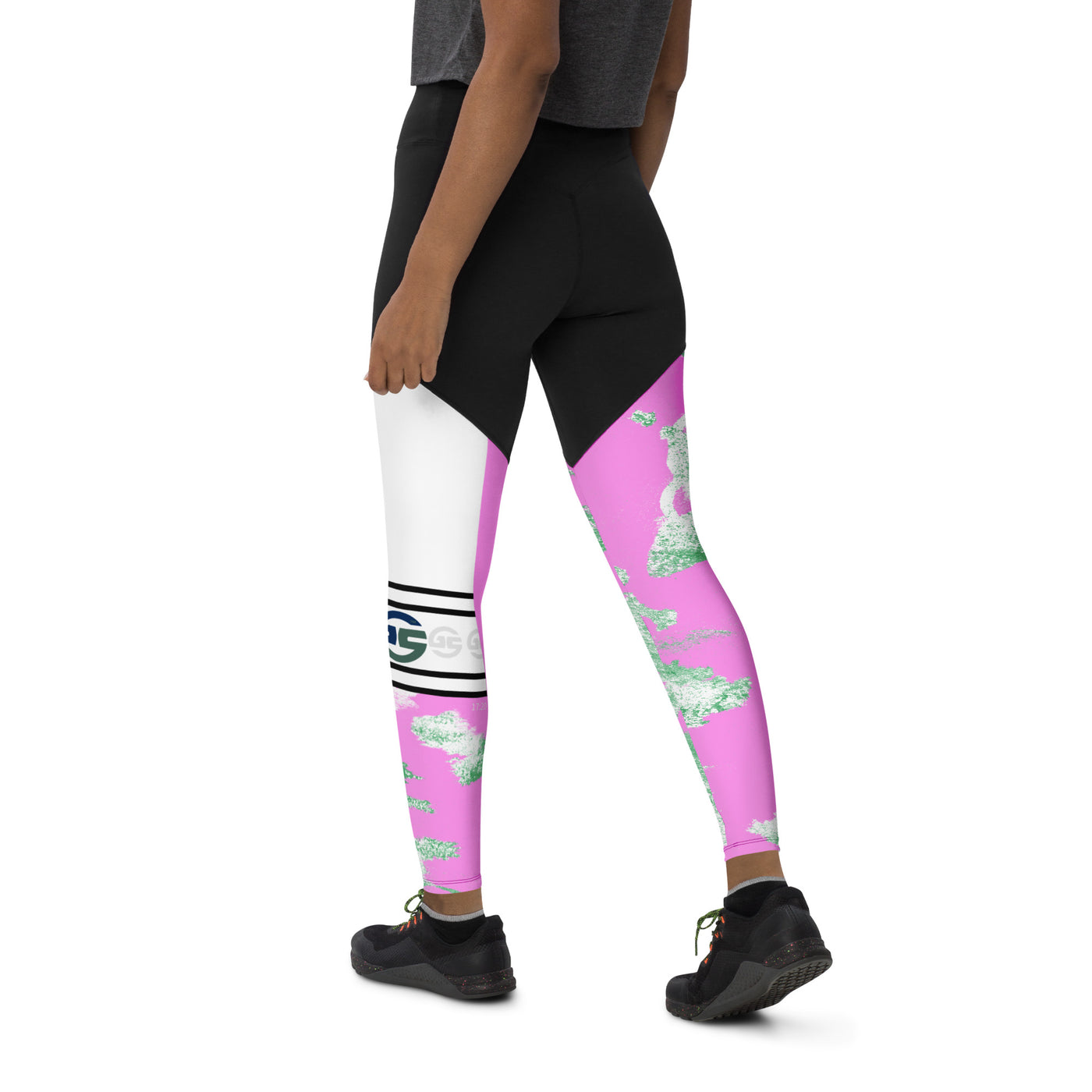 GS PNK/GRN Acid Compression Sports Leggings