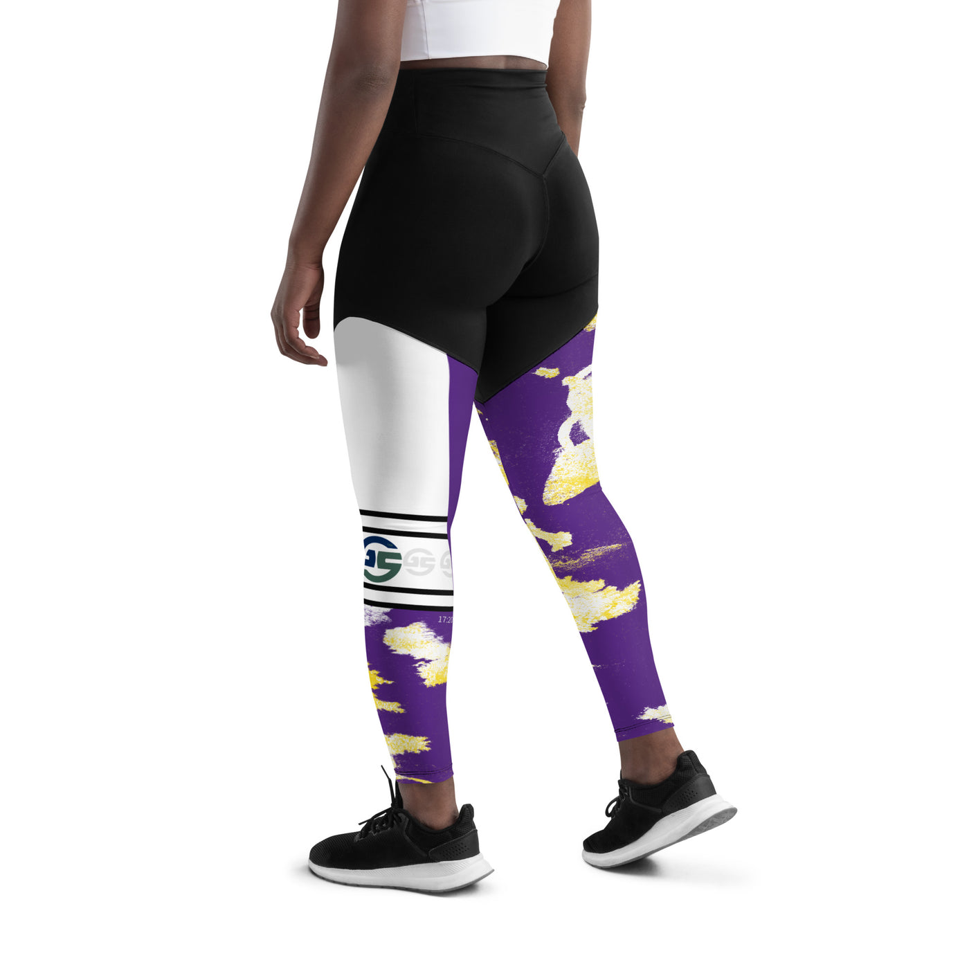 GS PUR/GLD Acid Compression Sports Leggings