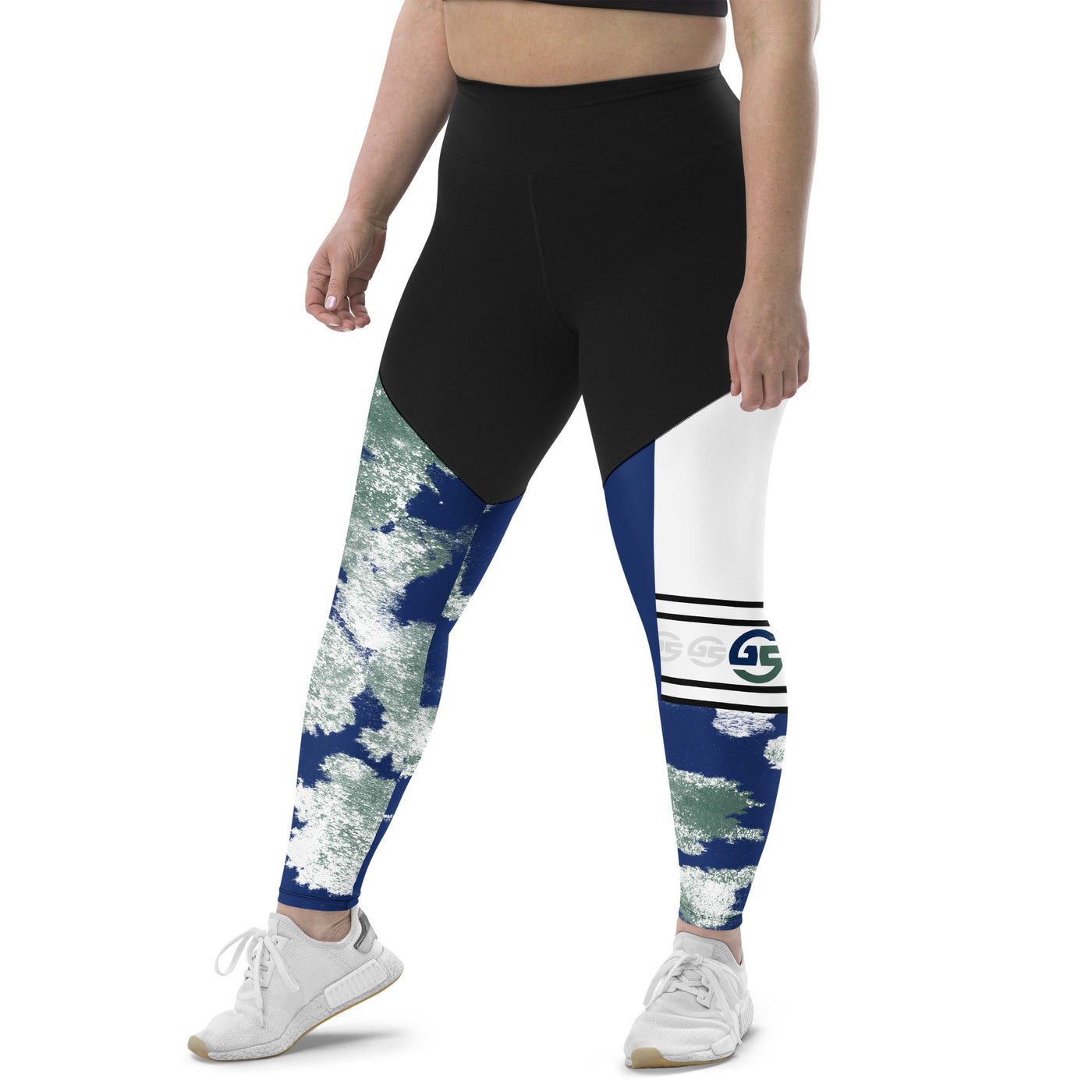 GS BLU/GRN Compression Sports Leggings