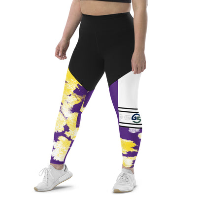 GS PUR/GLD Acid Compression Sports Leggings