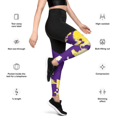 GS PUR/GLD Acid Compression Sports Leggings