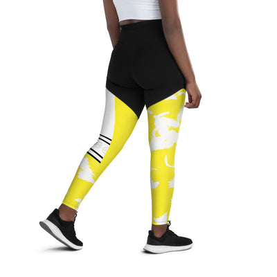 GS YEL Acid Compression Sports Leggings