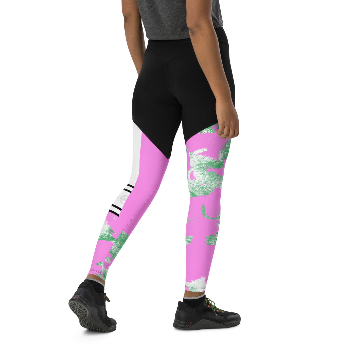 GS PNK/GRN Acid Compression Sports Leggings