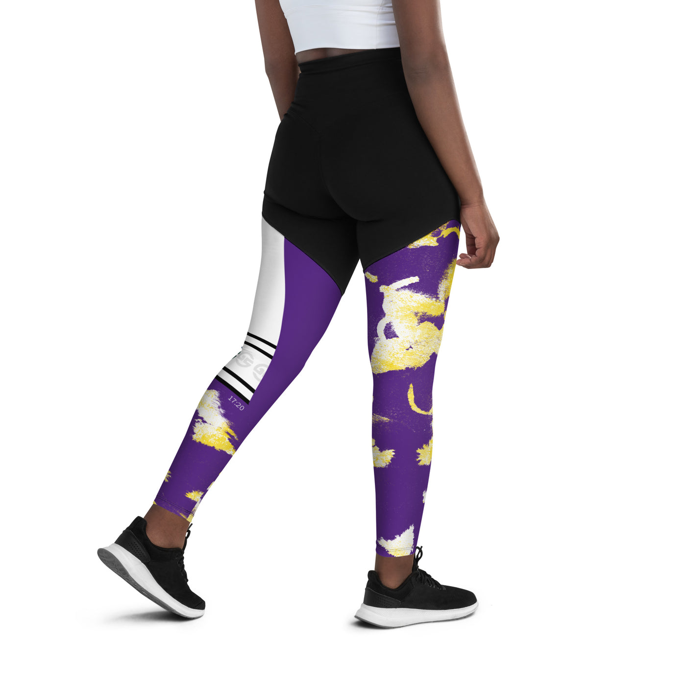 GS PUR/GLD Acid Compression Sports Leggings