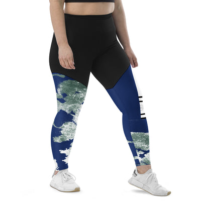 GS BLU/GRN Compression Sports Leggings