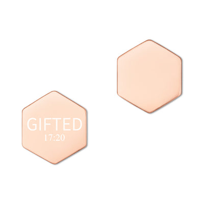 GIFTED 17:20 Sterling Silver Hexagon Stud Earrings