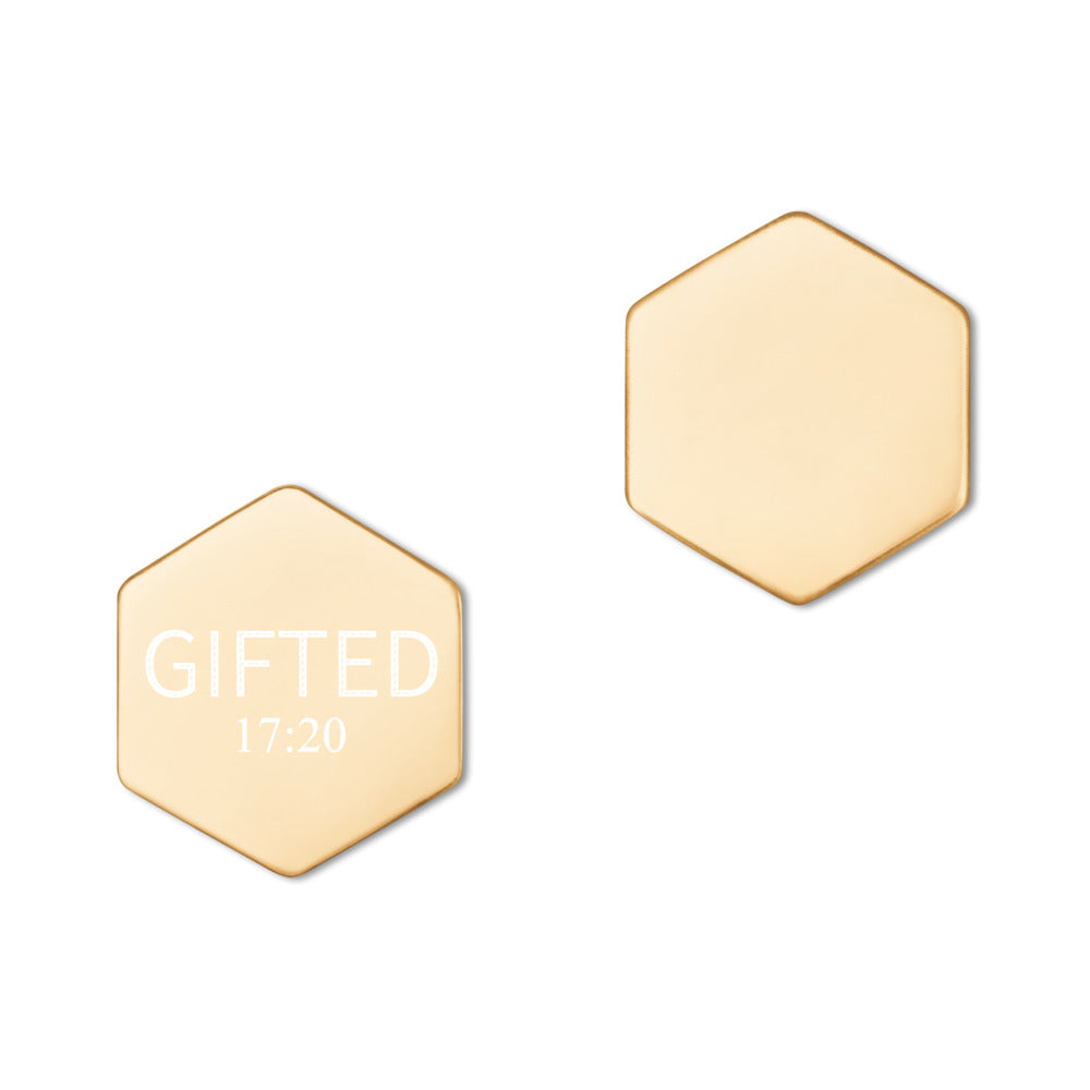 GIFTED 17:20 Sterling Silver Hexagon Stud Earrings