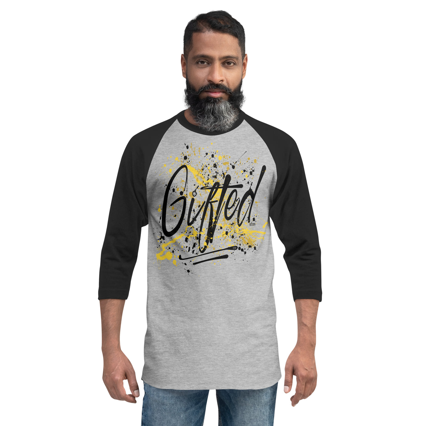 GIFTED BLK/YEL 3/4 Sleeve Raglan Shirt