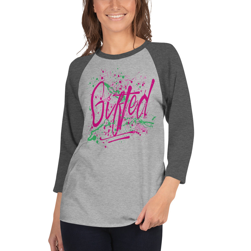 GIFTED PNK/GRN 3/4 Sleeve Raglan Shirt