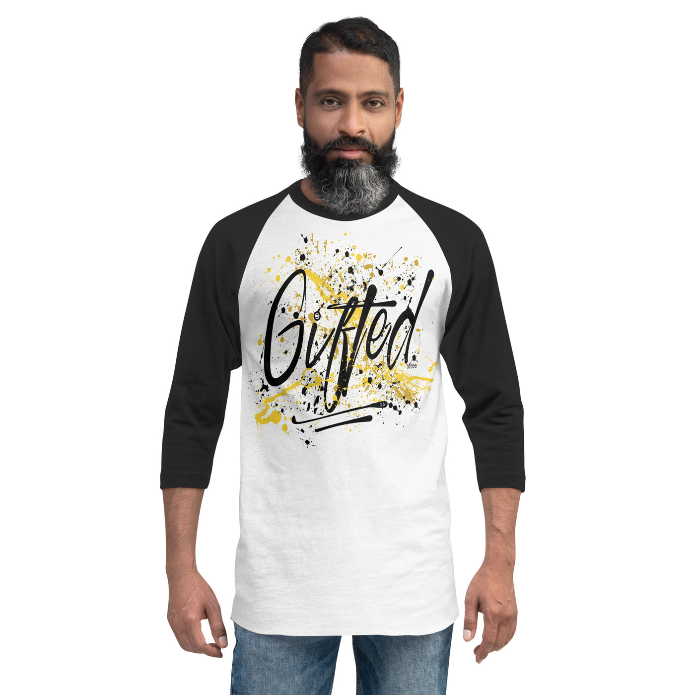 GIFTED BLK/YEL 3/4 Sleeve Raglan Shirt