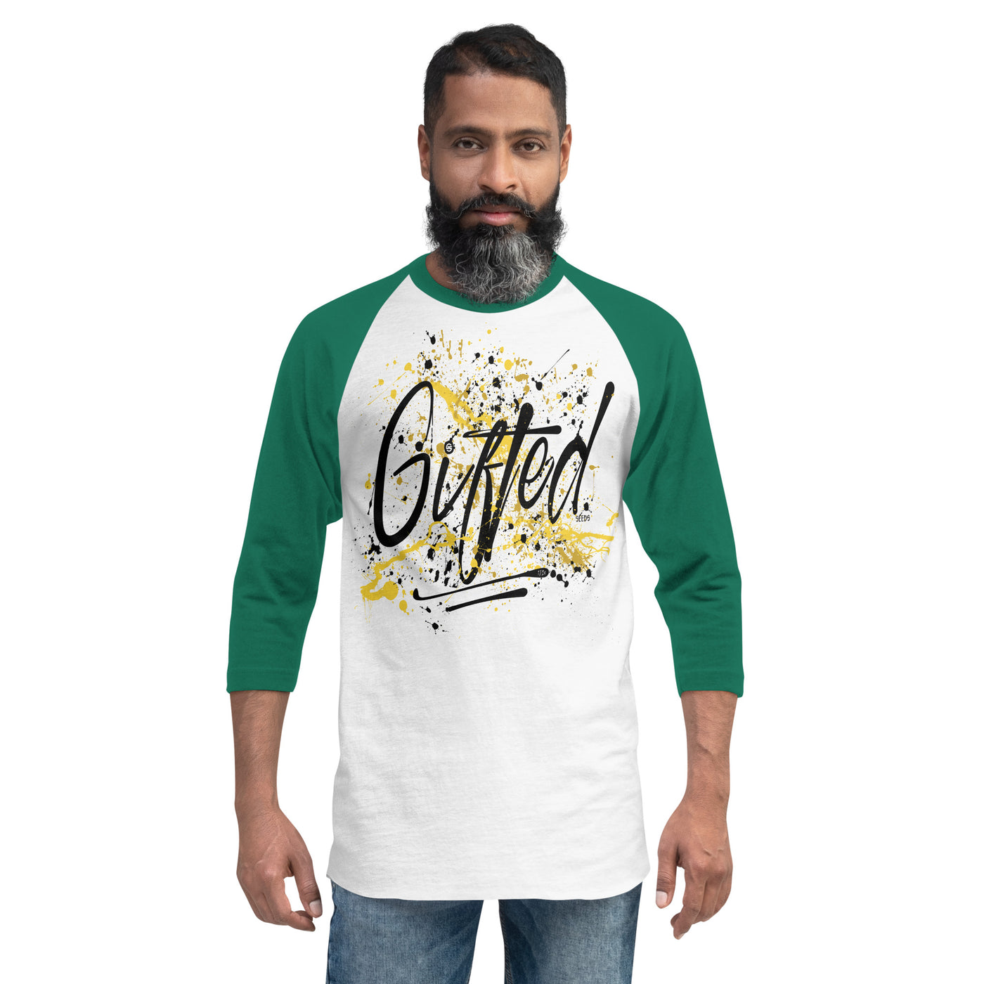 GIFTED BLK/YEL 3/4 Sleeve Raglan Shirt