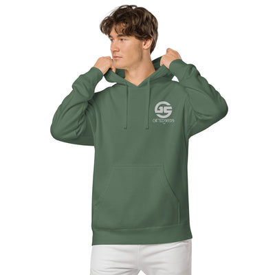 GS WHT Emb Branded Un-Basic LUXE Unisex Pigment Dyed Hoodie