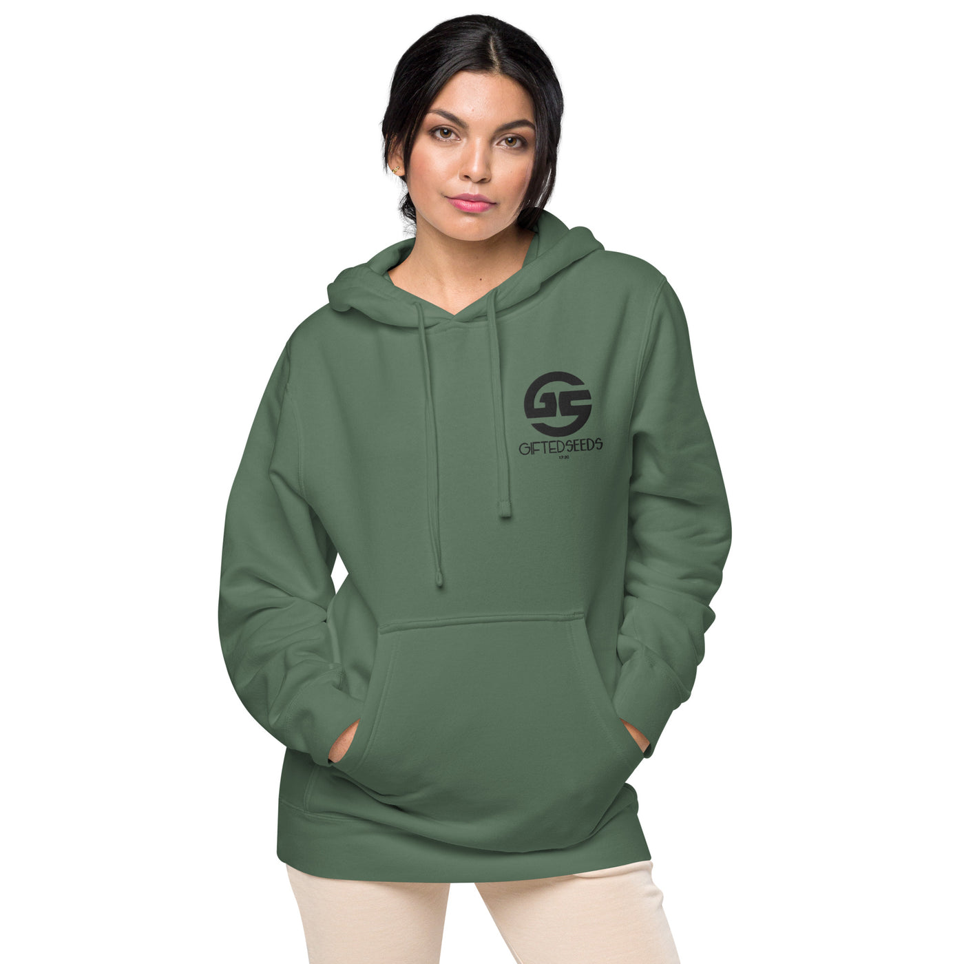 GS BLK Emb Branded Un-Basic LUXE Unisex Pigment-Dyed Hoodie