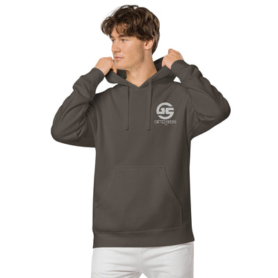 GS WHT Emb Branded Un-Basic LUXE Unisex Pigment Dyed Hoodie