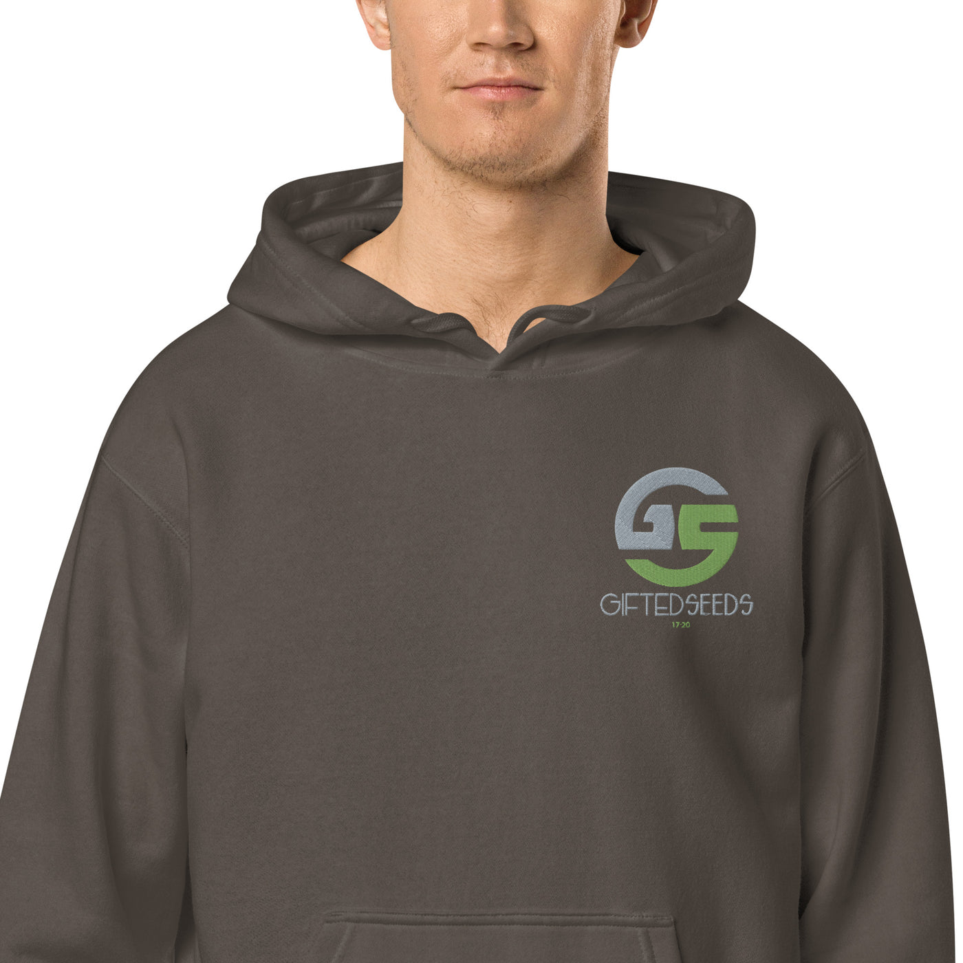 GS GRY/KIWI Emb Branded Un-Basic LUXE Unisex Pigment-Dyed Hoodie