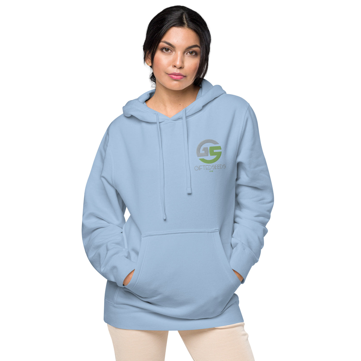 GS GRY/KIWI Emb Branded Un-Basic LUXE Unisex Pigment-Dyed Hoodie