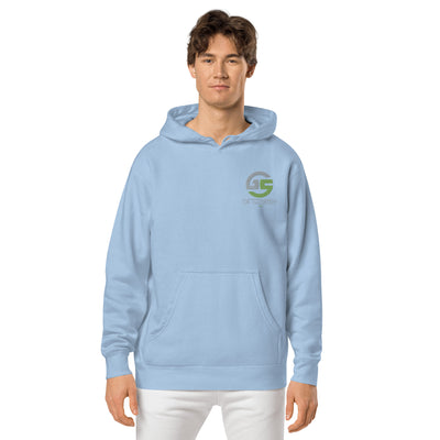 GS GRY/KIWI Emb Branded Un-Basic LUXE Unisex Pigment-Dyed Hoodie