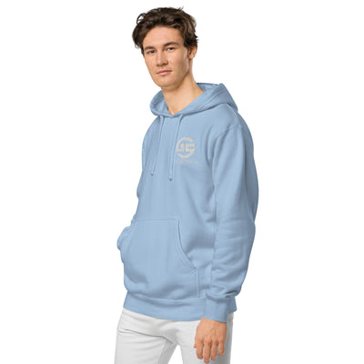 GS WHT Emb Branded Un-Basic LUXE Unisex Pigment Dyed Hoodie